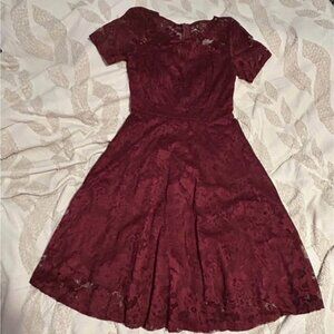 Elegant Burgundy Lace Dress